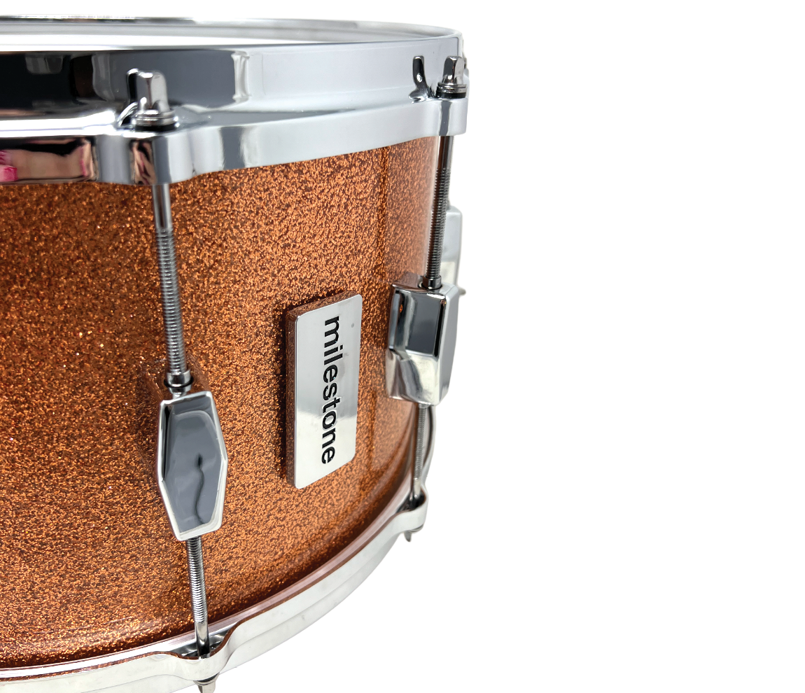 Milestone Founder's Model 14" x 8" Snare Drum in Copper Sparkle