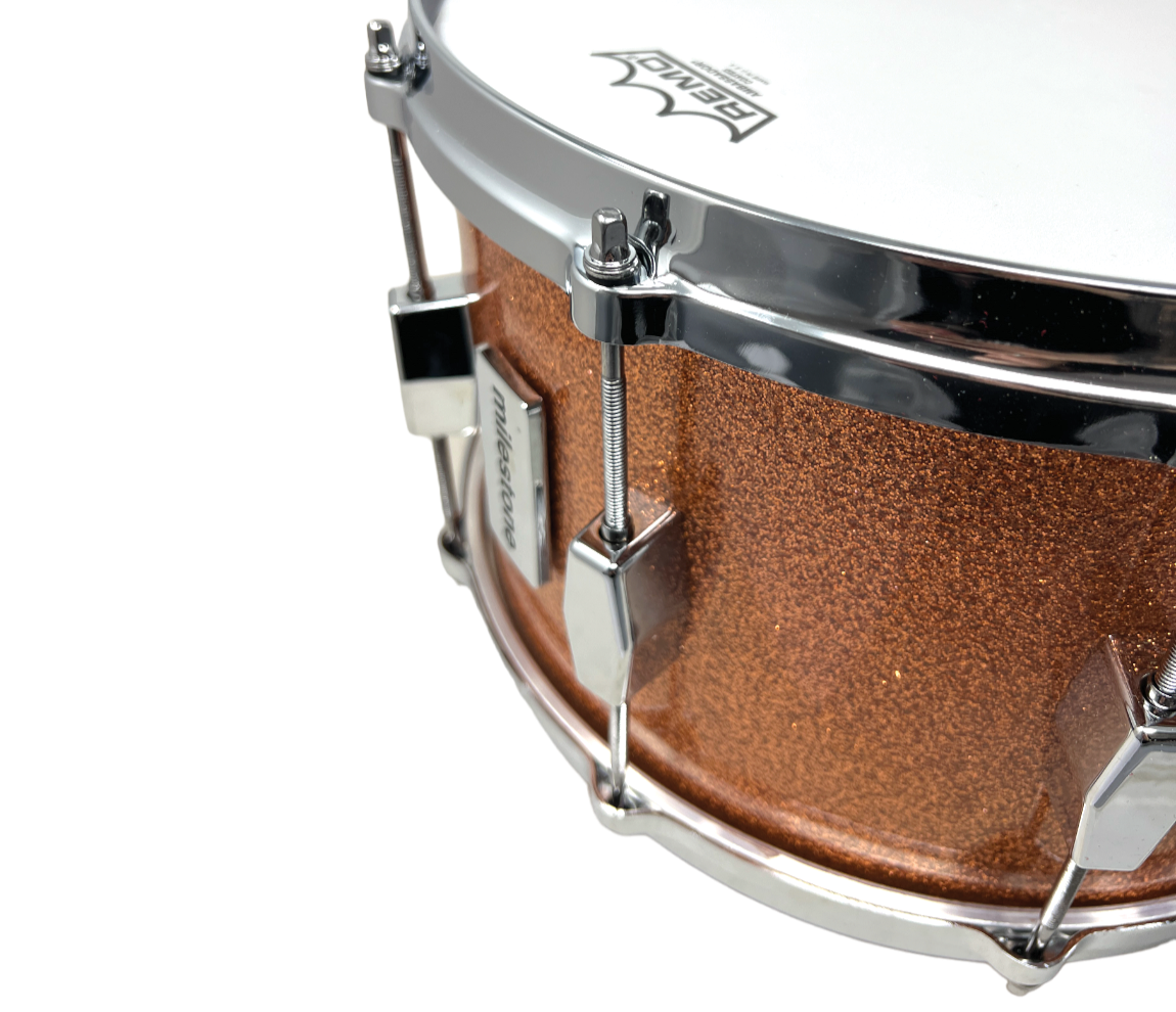 Milestone Founder's Model 14" x 8" Snare Drum in Copper Sparkle