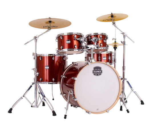Mapex Mars Birch 5-Piece Rock Shell Pack in Blood Orange Sparkle w/ Hardware & Cymbal Pack