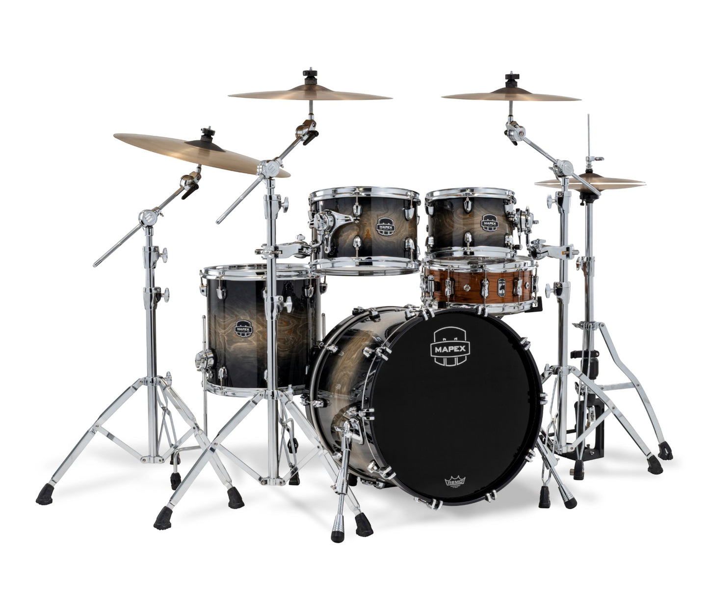 Mapex Saturn VI 20" 4-Piece Fusion Shell Pack in Black Ink Burst
