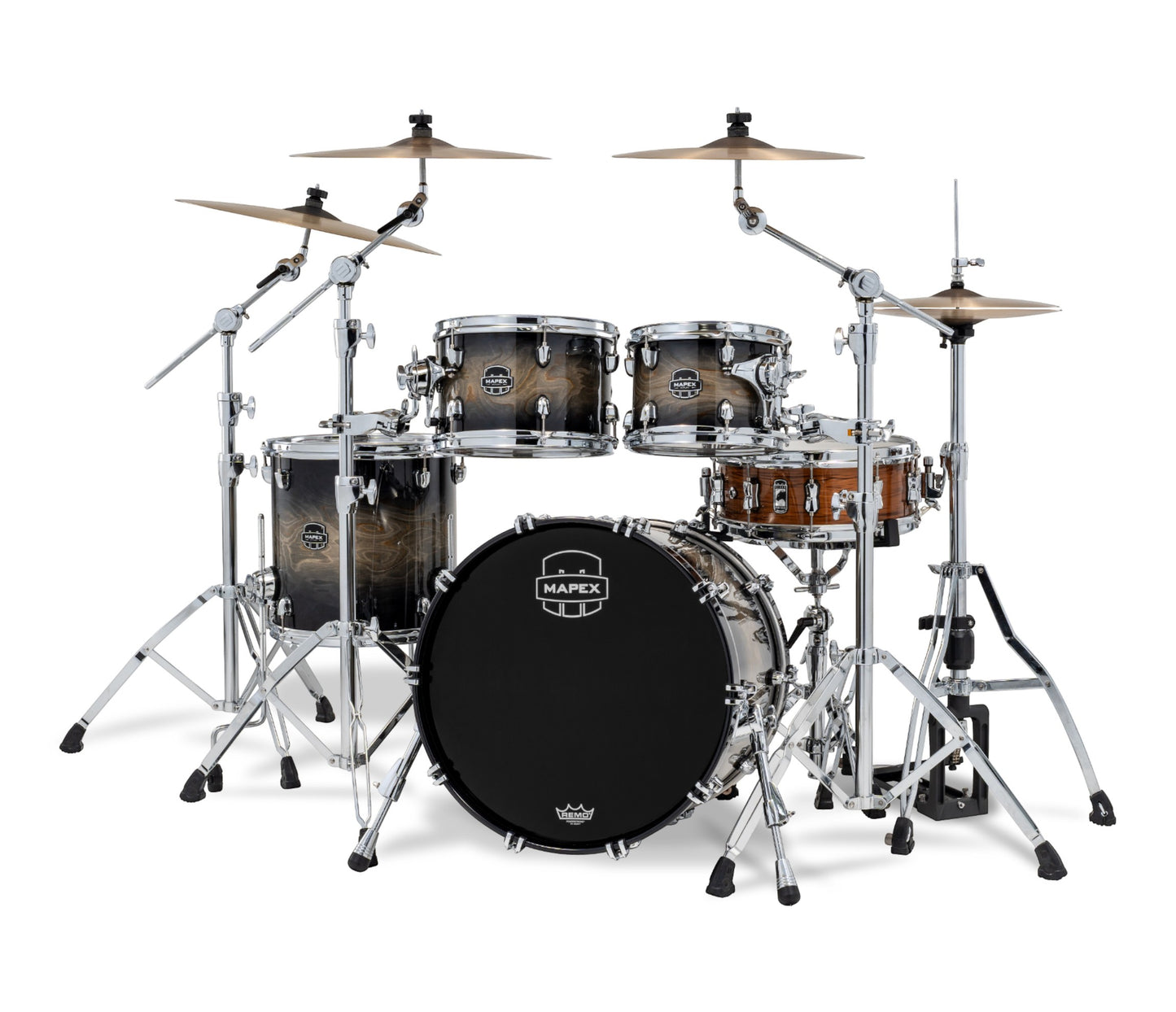 Mapex Saturn VI 20" 4-Piece Fusion Shell Pack in Black Ink Burst