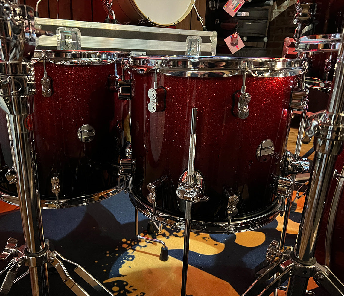 PDP By DW Concept Maple 22" 7PC Shell Pack in Red to Black Sparkle Fade