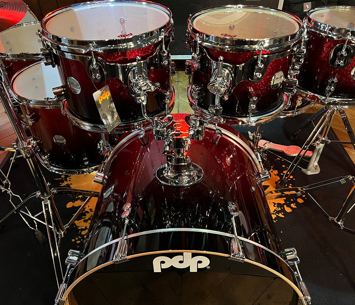 PDP By DW Concept Maple 22" 7PC Shell Pack in Red to Black Sparkle Fade