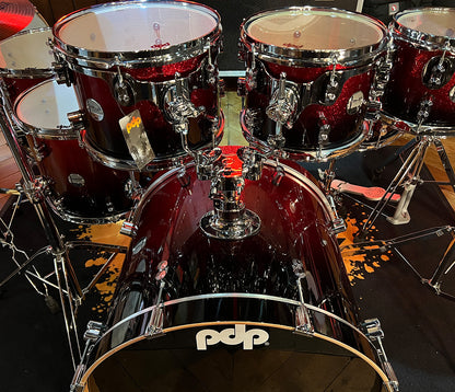 PDP By DW Concept Maple 22" 7PC Shell Pack in Red to Black Sparkle Fade