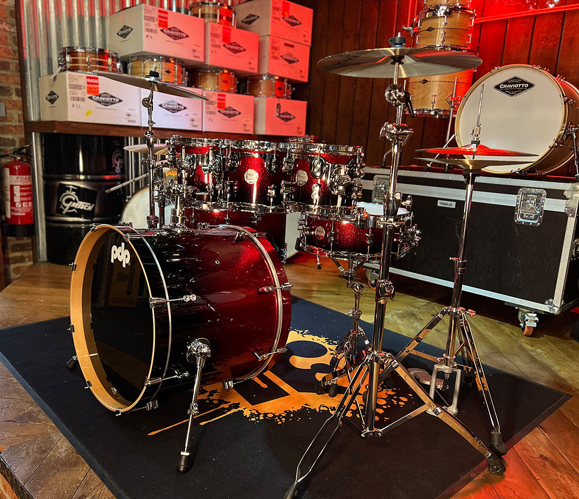 PDP By DW Concept Maple 22" 7PC Shell Pack in Red to Black Sparkle Fade