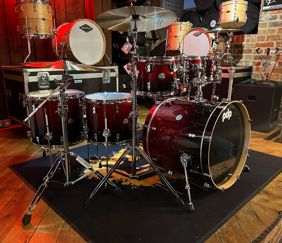 PDP By DW Concept Maple 22" 7PC Shell Pack in Red to Black Sparkle Fade