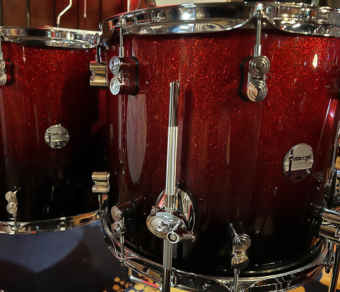 PDP By DW Concept Maple 22" 7PC Shell Pack in Red to Black Sparkle Fade