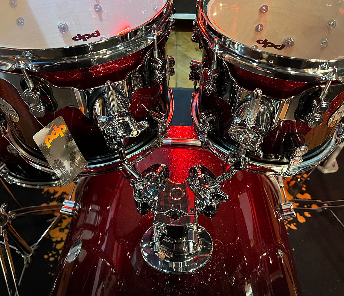 PDP By DW Concept Maple 22" 7PC Shell Pack in Red to Black Sparkle Fade