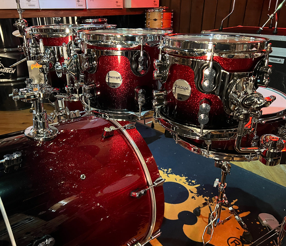 PDP By DW Concept Maple 22" 7PC Shell Pack in Red to Black Sparkle Fade