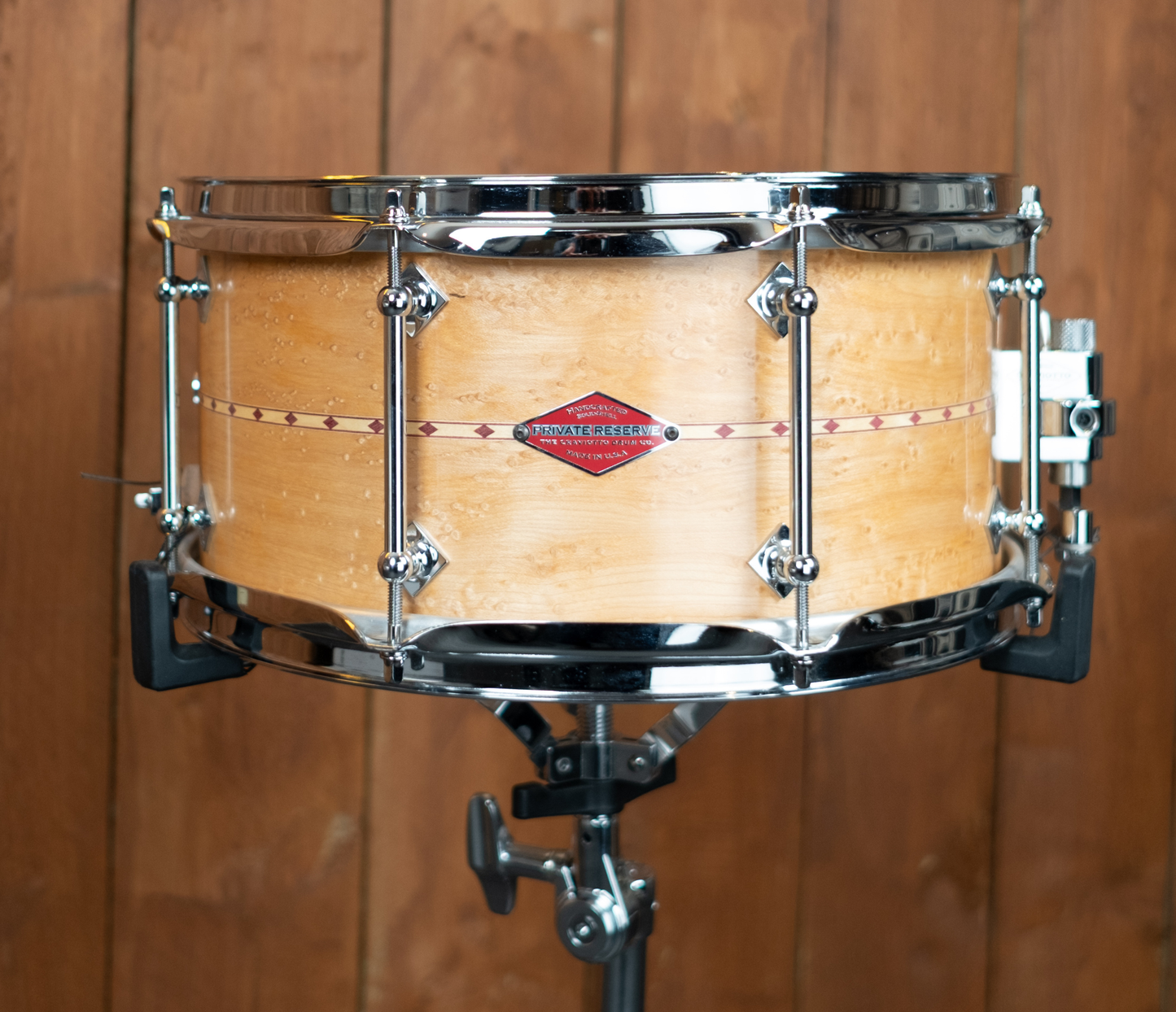 Pre Loved Craviotto Private Reserve 13" x 6" Snare Drum in Birdseye Maple with Red Diamonds