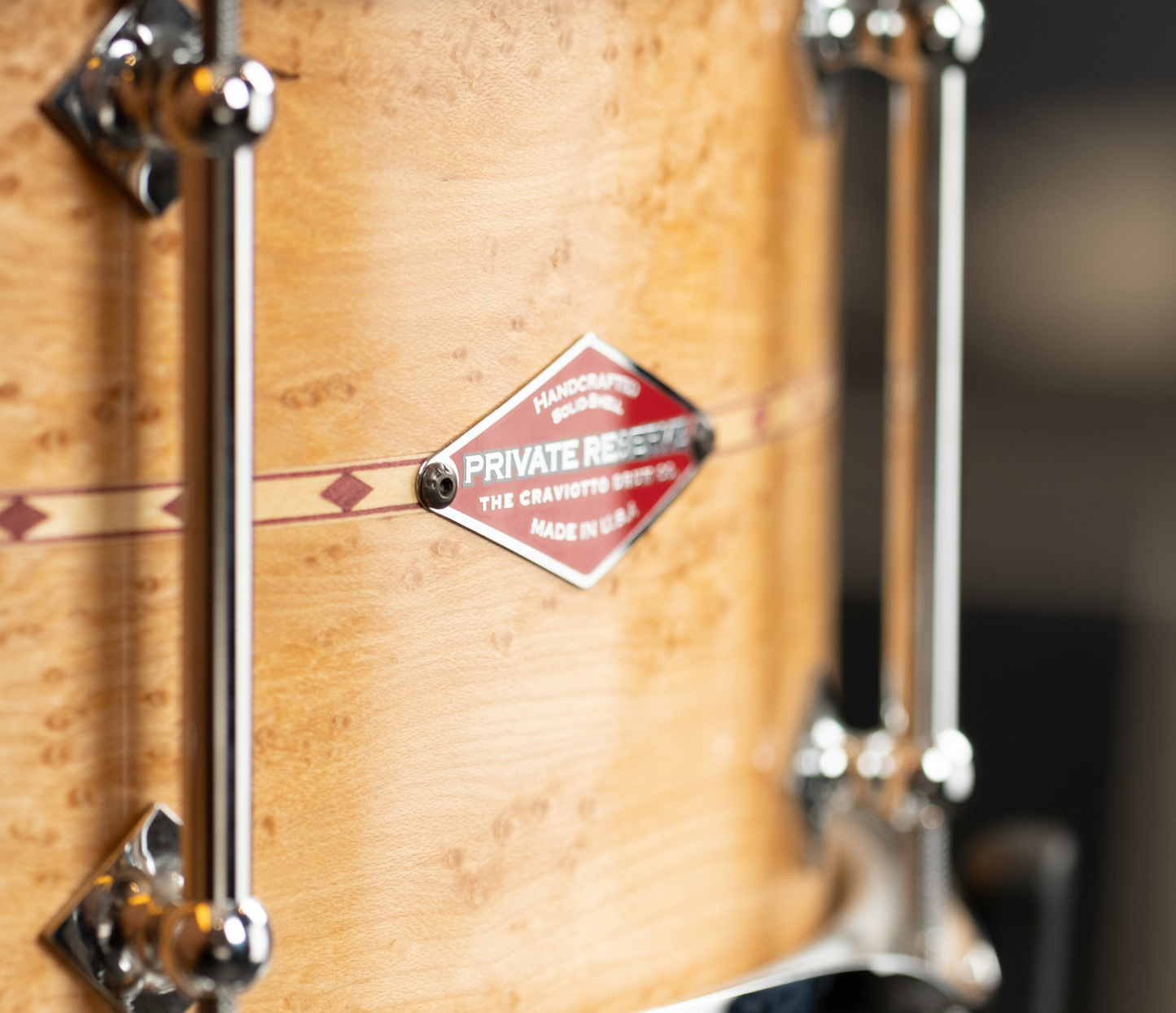 Pre Loved Craviotto Private Reserve 13" x 6" Snare Drum in Birdseye Maple with Red Diamonds