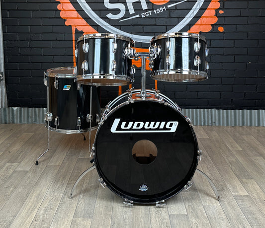 Pre Loved Ludwig 1980s Classic Maple 22" 4-Piece Shell Pack in Black Cortex
