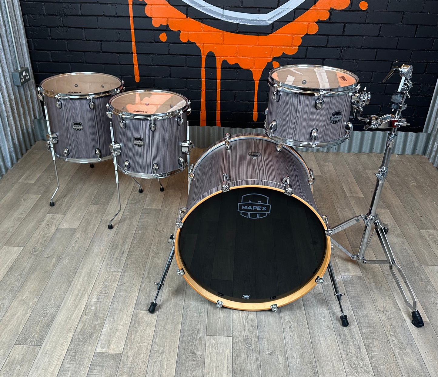 Pre Loved Mapex Mars 4-Piece Crossover Shell Pack In Smoke Wood
