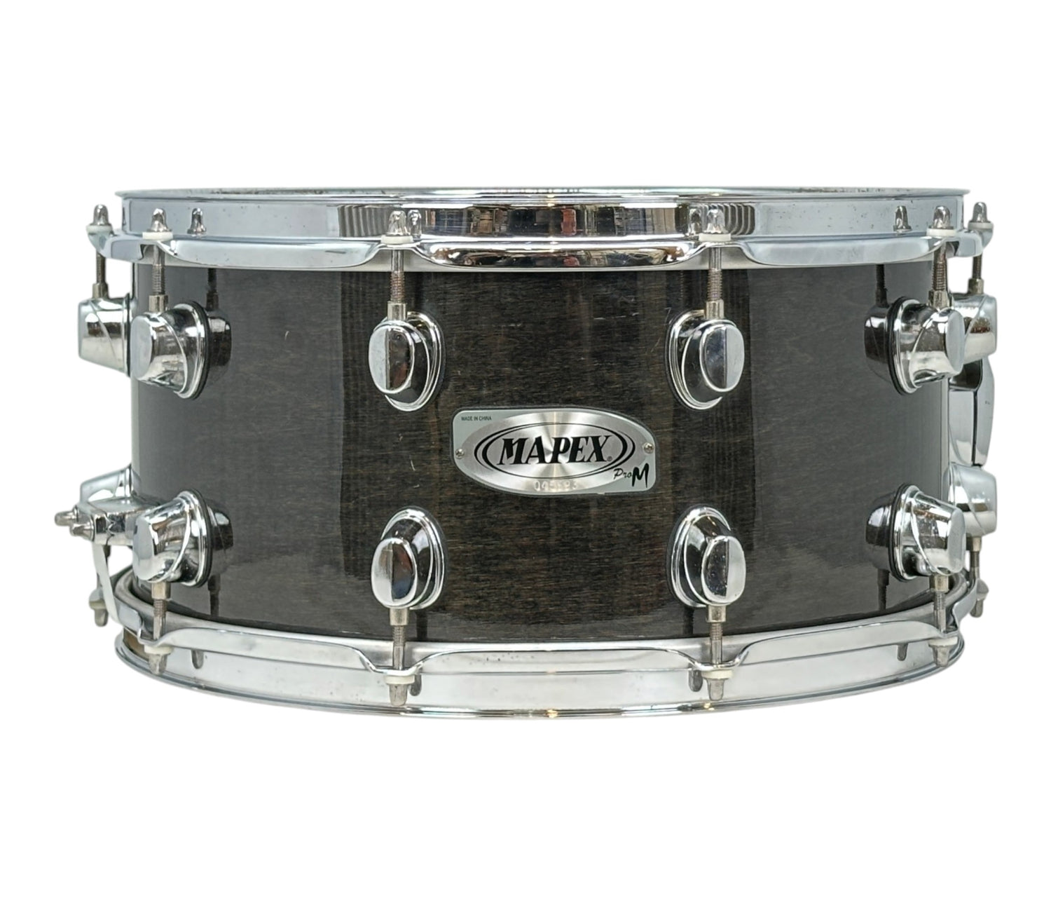 Pre-loved Mapex Pro M 14 x 7 maple snare drum in black – front view