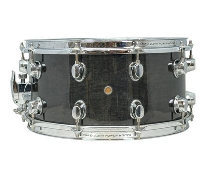 Pre-loved Mapex Pro M black maple snare – side and air vent view
