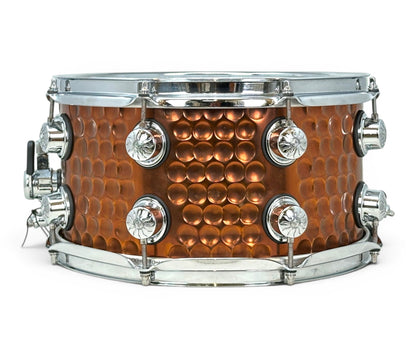 Pre-loved Natal Cafe Racer hammered steel snare – side view