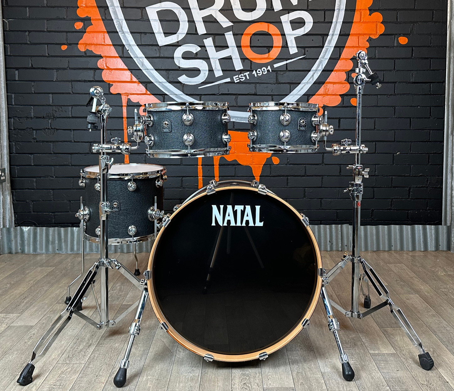 Pre Loved Natal Originals Maple 22" 4-Piece Shell Pack in Marshall Black Wrap Limited Edition