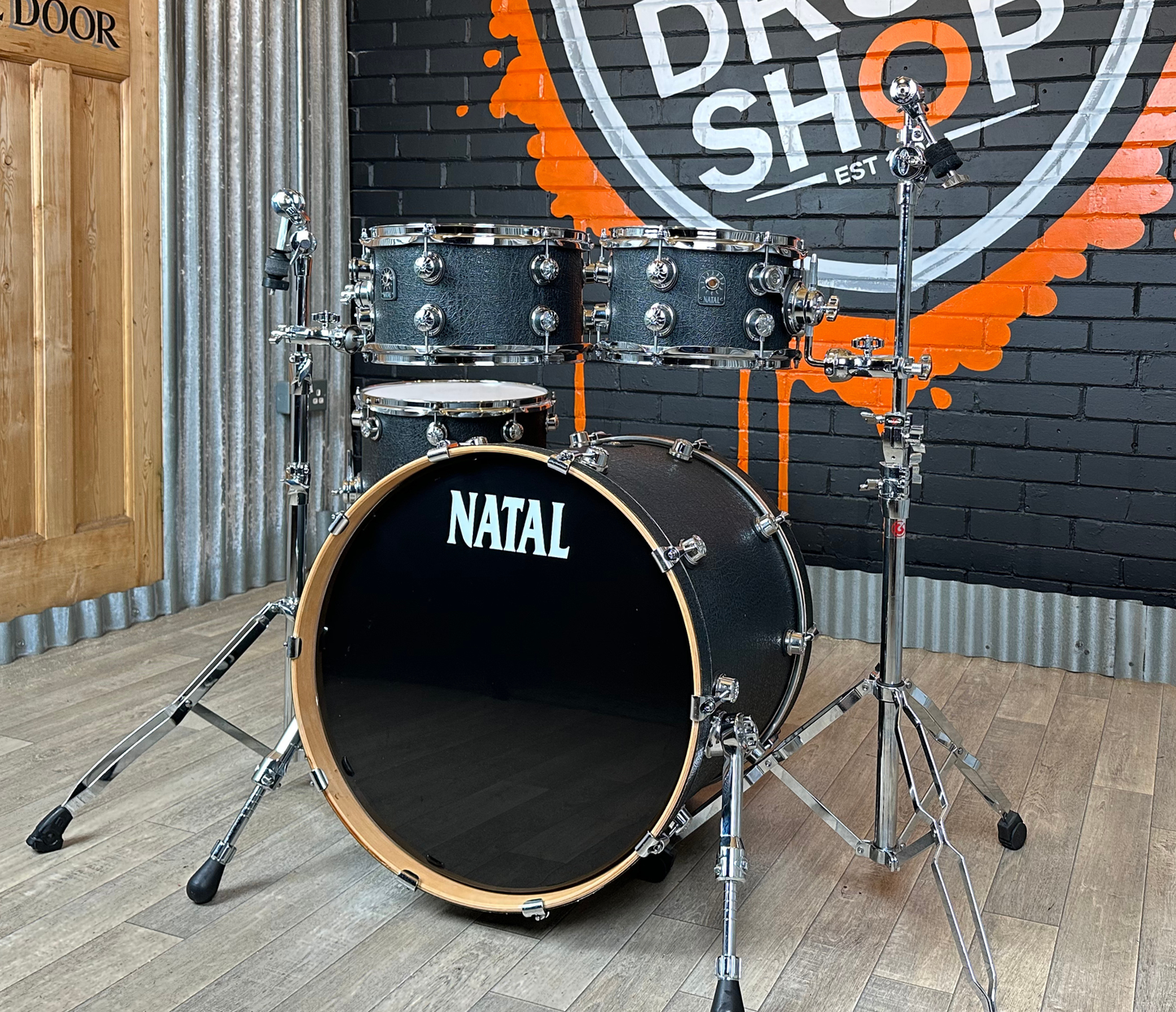 Pre Loved Natal Originals Maple 22" 4-Piece Shell Pack in Marshall Black Wrap Limited Edition