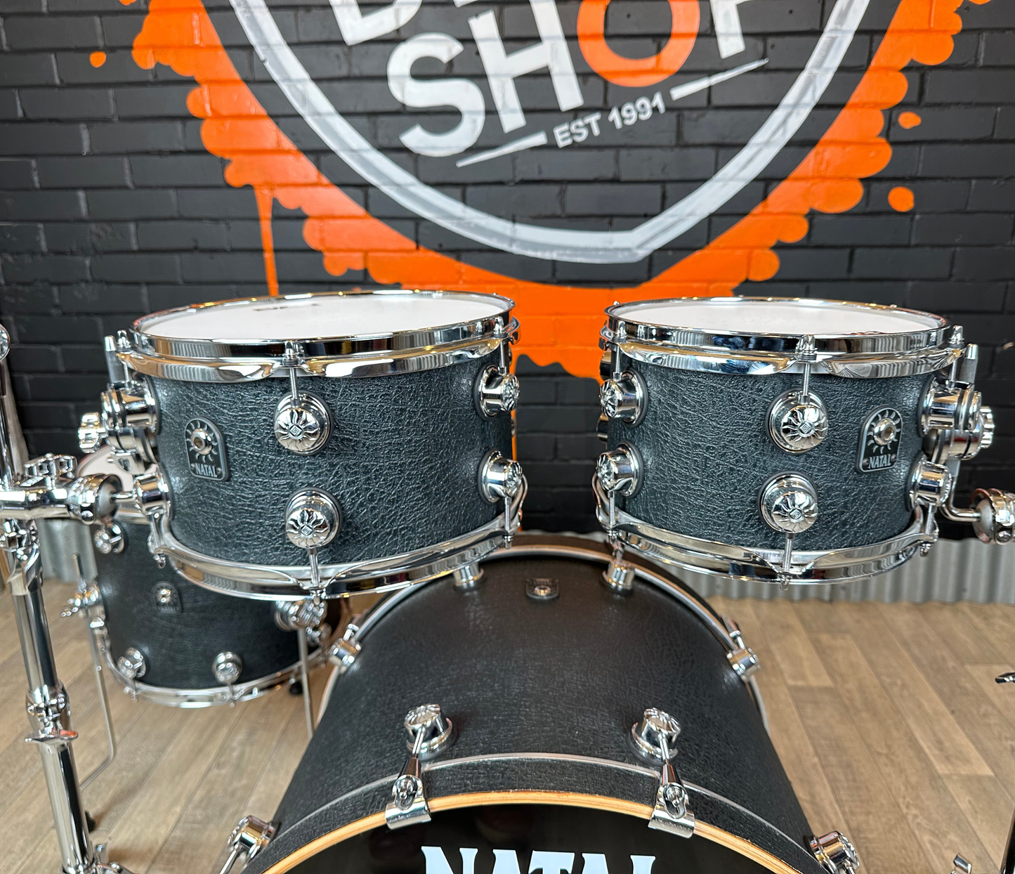 Pre Loved Natal Originals Maple 22" 4-Piece Shell Pack in Marshall Black Wrap Limited Edition