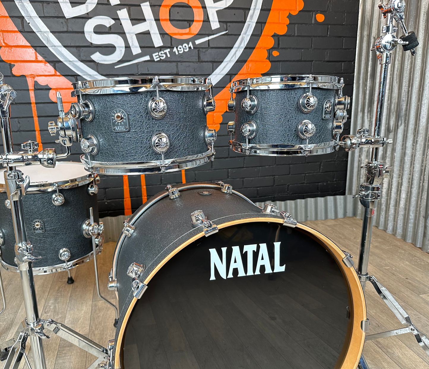 Pre Loved Natal Originals Maple 22" 4-Piece Shell Pack in Marshall Black Wrap Limited Edition