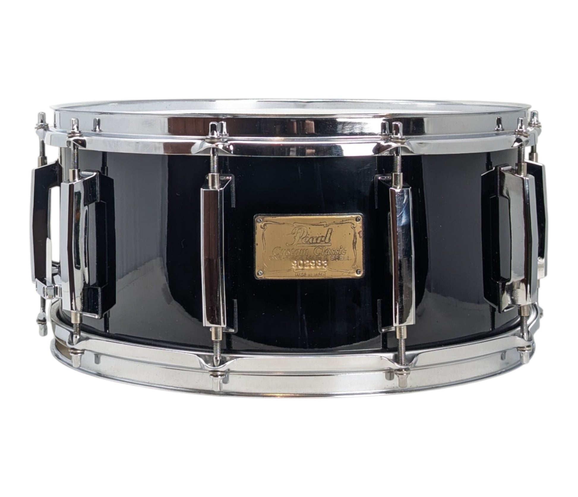 Pre Loved Pearl 14" x 6.5" Custom Classic Solid Shell Maple Snare Drum in Piano Black