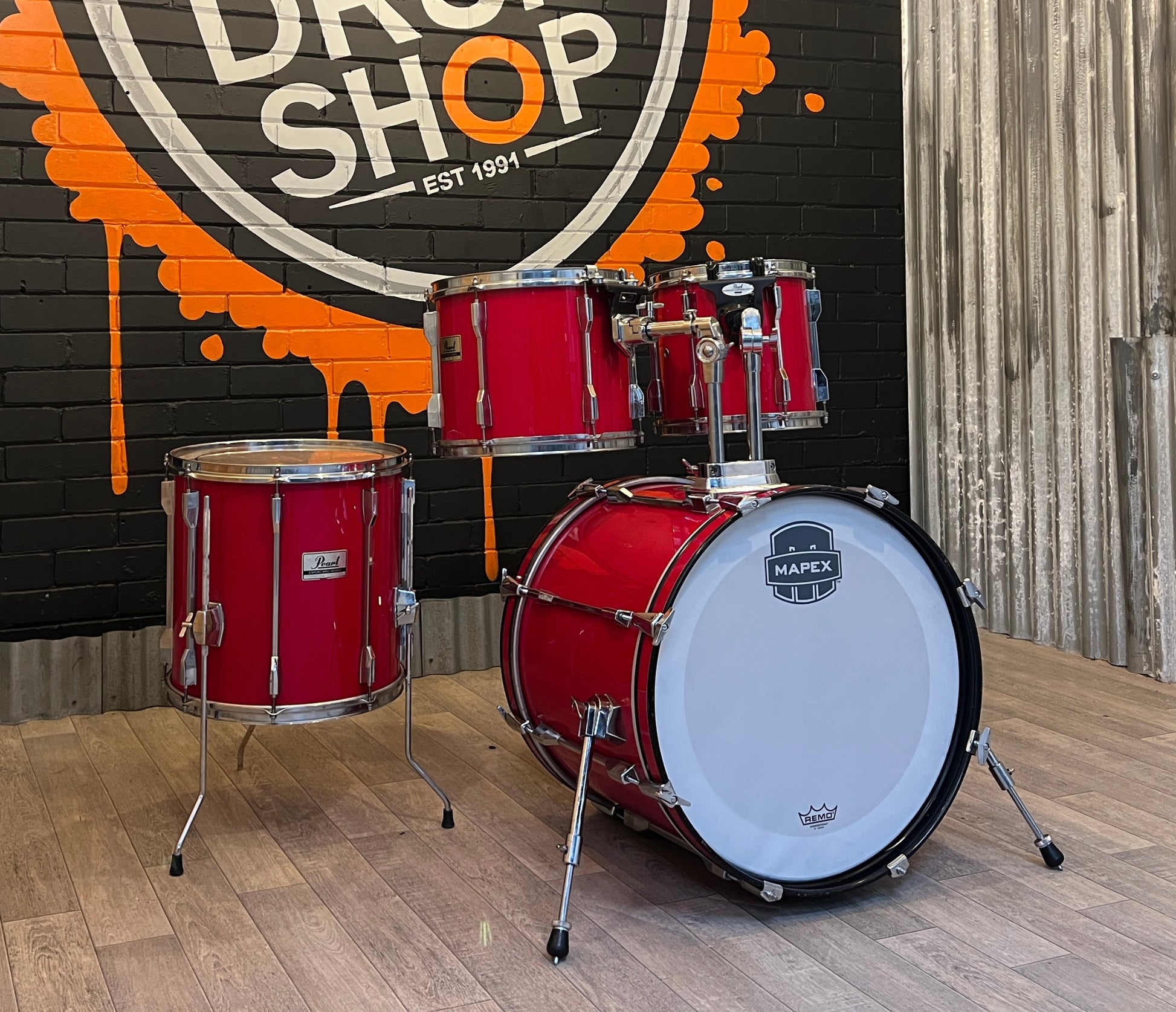 Pre Loved Pearl Export 20" 4 Piece Shell Pack in Red