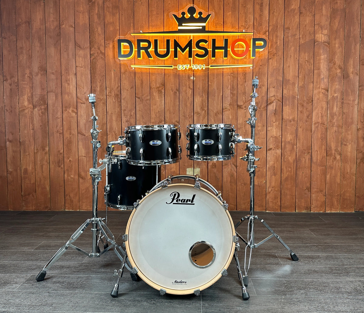 Pre-loved Pearl Masters four-piece shell pack displayed in Drumshop
