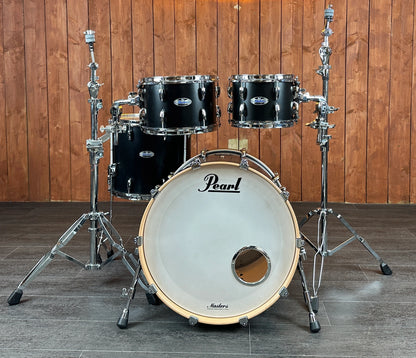 Pre-loved Pearl Masters 22-inch four-piece shell pack in Matt Caviar Black, front view