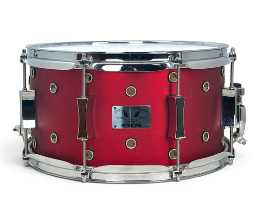Pre Loved Pork Pie 13" x 7" Little Squealer Vented Snare Drum In Fire Thorn Red