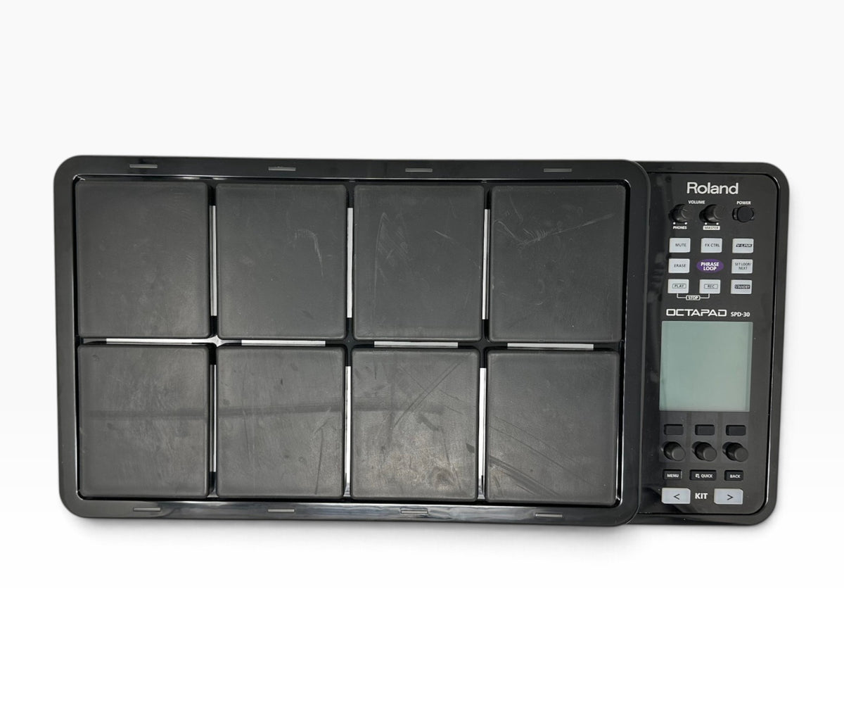 Pre Loved Roland Octapad SPD-30 overhead view of eight pads and controls