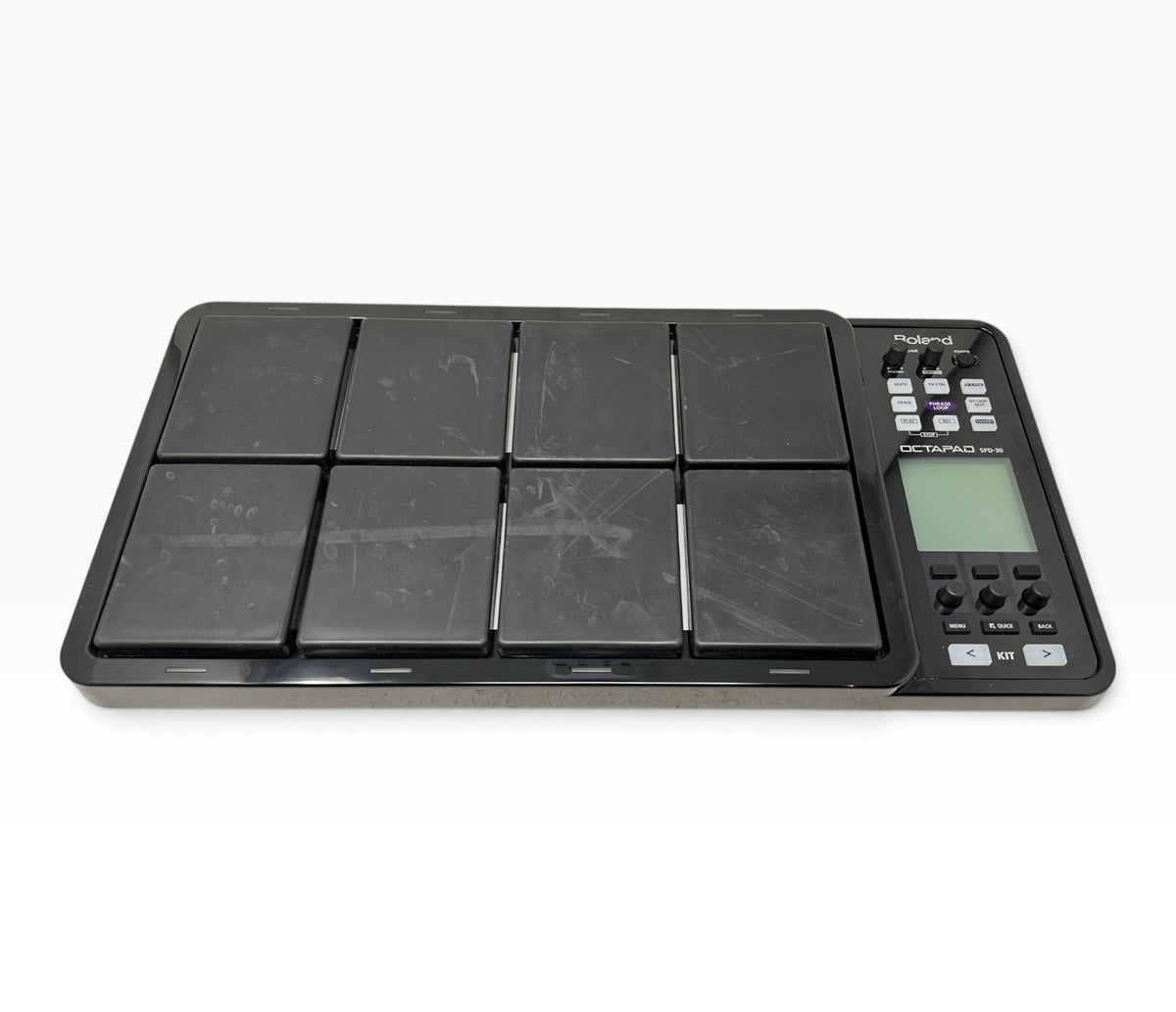Pre Loved Roland Octapad SPD-30 black eight-pad unit angled front view