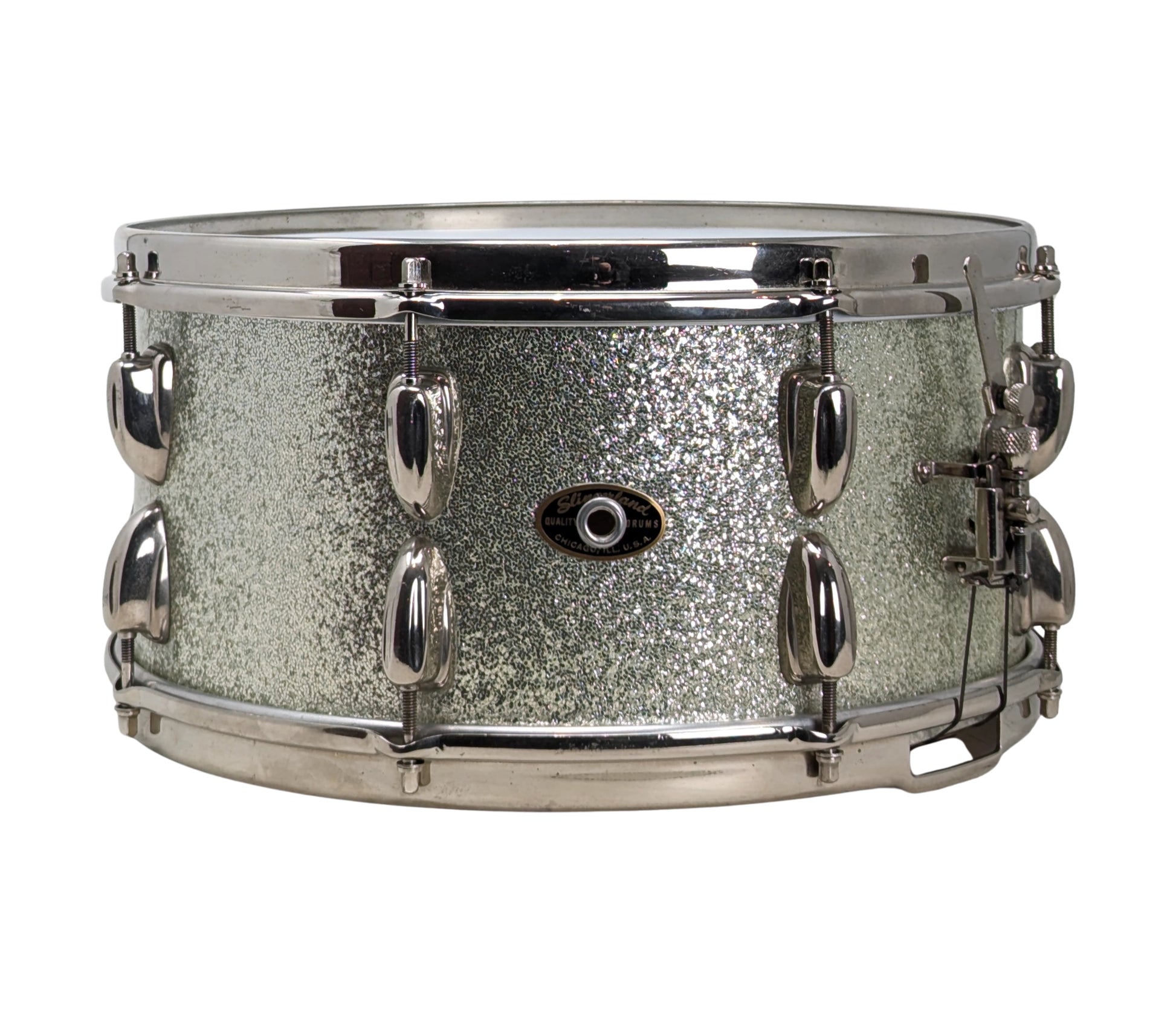 Pre Loved Slingerland 14" x 7" Hollywood Ace Mahogany Snare Drum in Silver Sparkle
