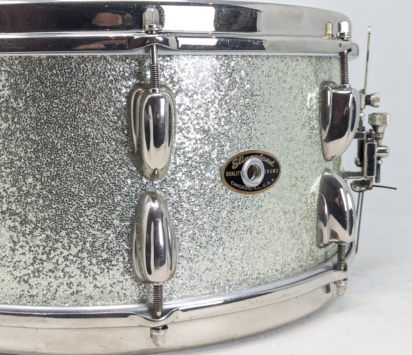 Pre Loved Slingerland 14" x 7" Hollywood Ace Mahogany Snare Drum in Silver Sparkle