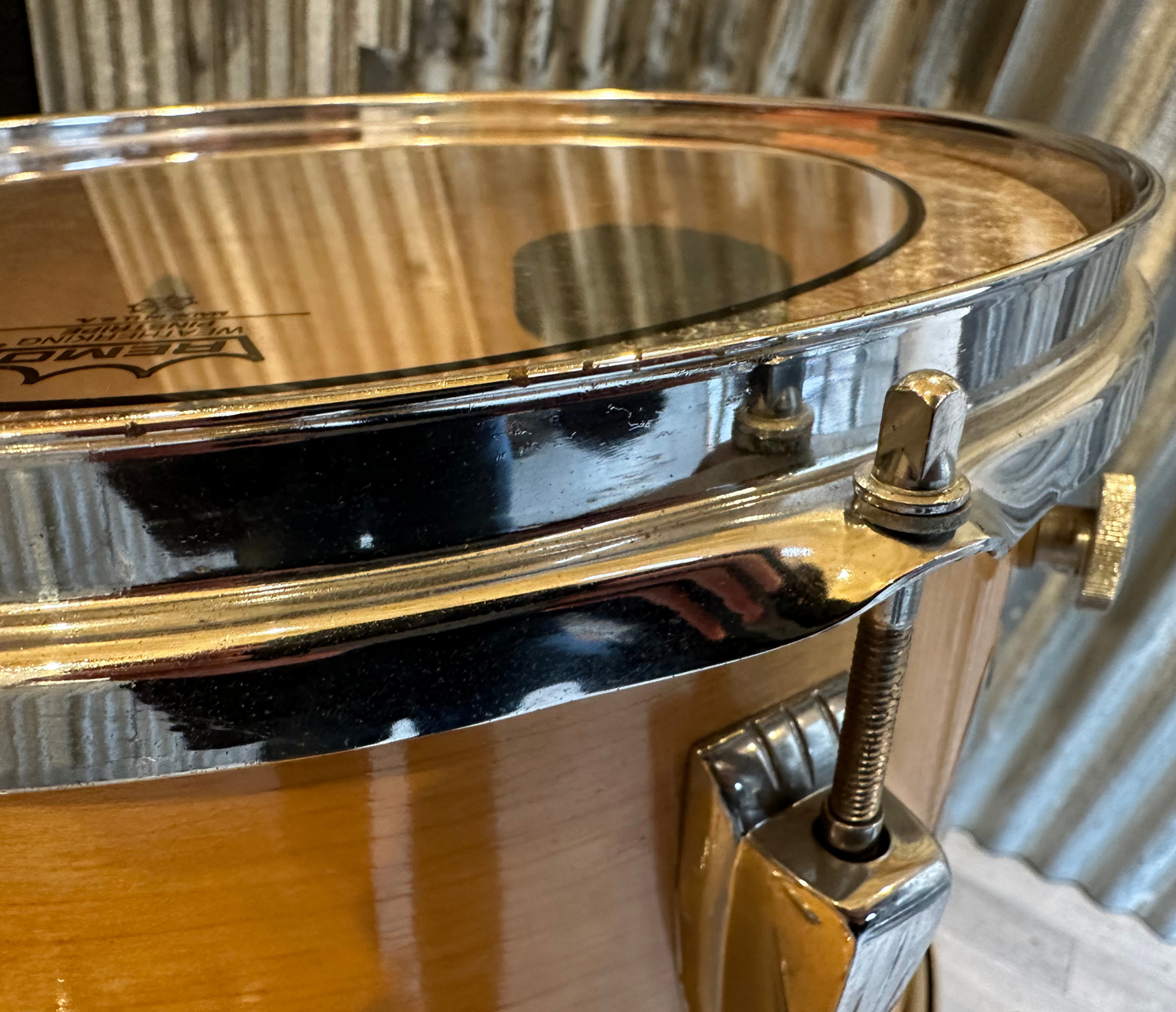 Pre Loved Vintage Ludwig 3 Piece Shell Pack In Maple Thermogloss Lacquer - Blue Olive Badge