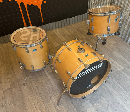 Pre Loved Vintage Ludwig 3 Piece Shell Pack In Maple Thermogloss Lacquer - Blue Olive Badge