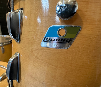 Pre Loved Vintage Ludwig 3 Piece Shell Pack In Maple Thermogloss Lacquer - Blue Olive Badge