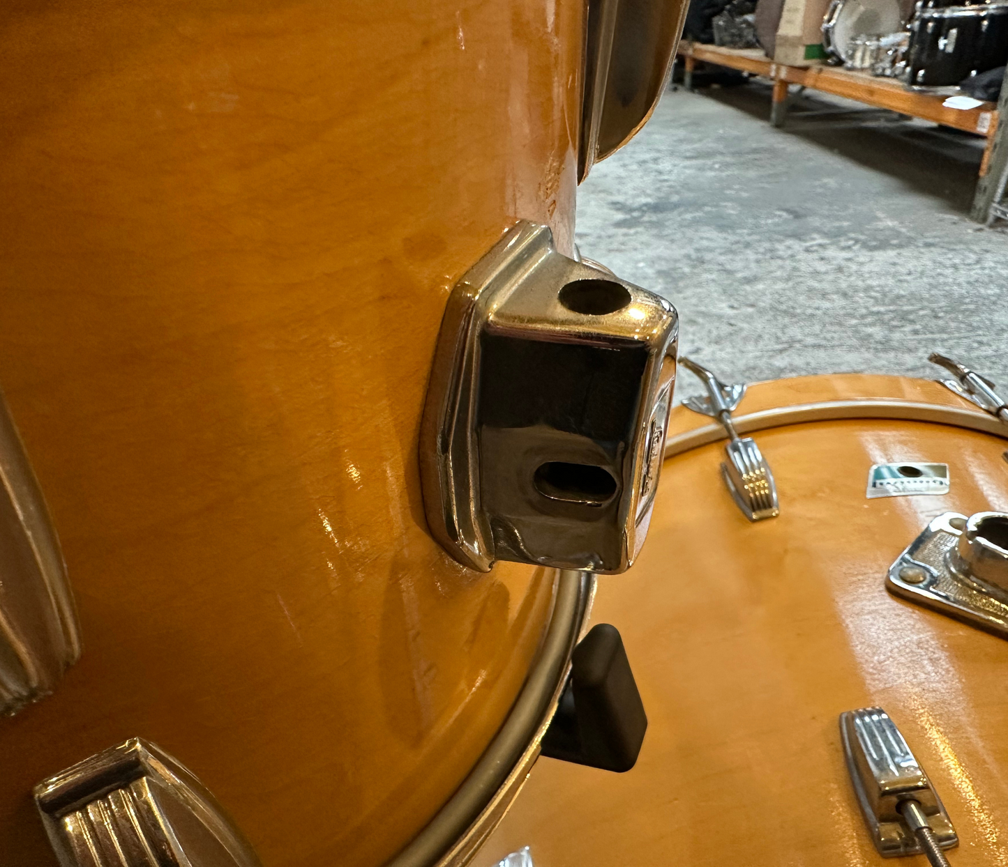 Pre Loved Vintage Ludwig 3 Piece Shell Pack In Maple Thermogloss Lacquer - Blue Olive Badge