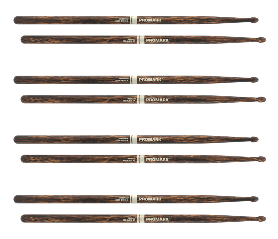 ProMark Rebound 5A FireGrain Hickory Drumstick, Acorn Wood Tip, 4-Pack