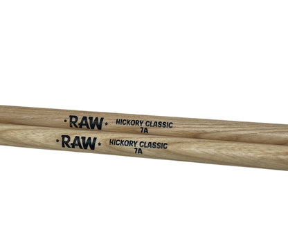 RAW Hickory Classic 7A Wood Tip Drumsticks - 3 PACK
