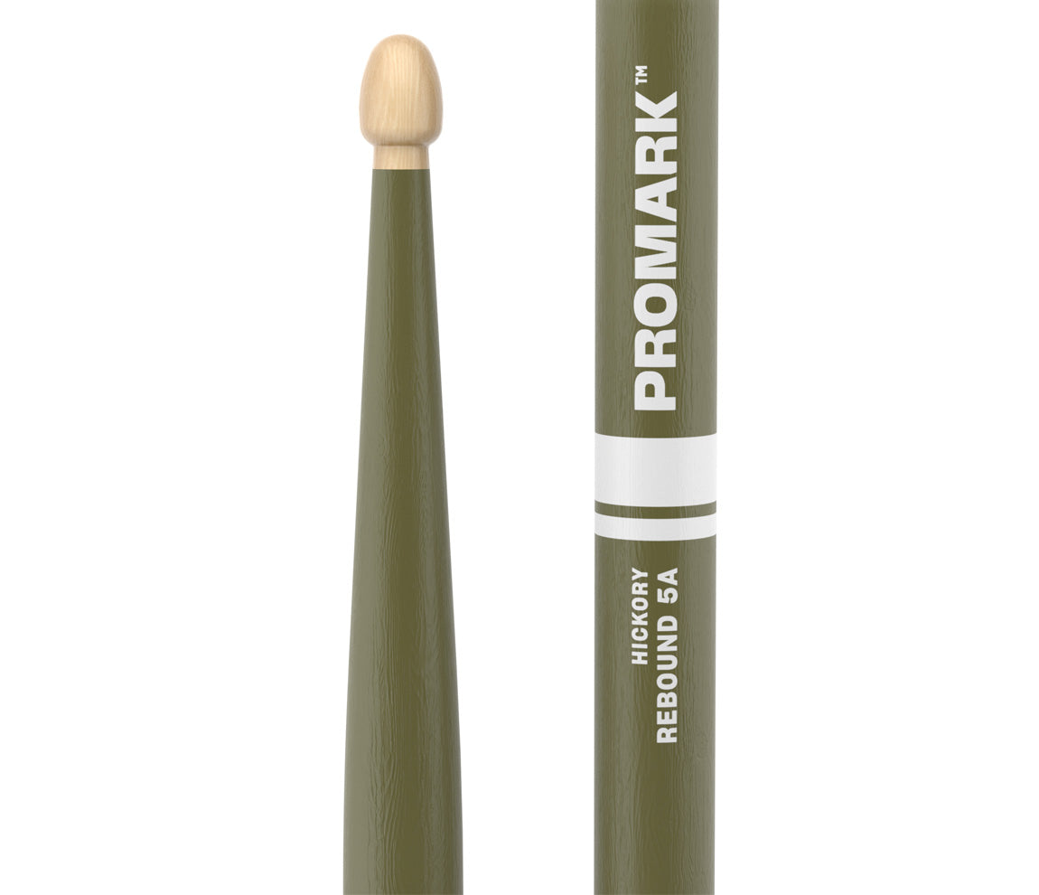 ProMark Rebound 5A Painted Green Hickory Drumstick, Acorn Wood Tip