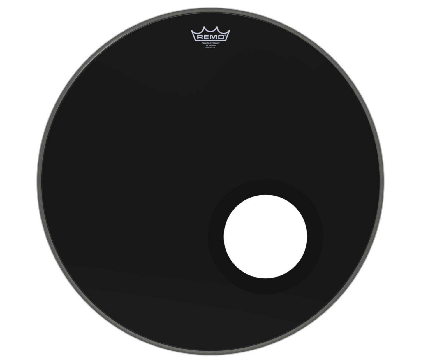 Remo 22" Powerstroke 3 Ebony Bass Drum Head w/ Fixed DynamO Ring
