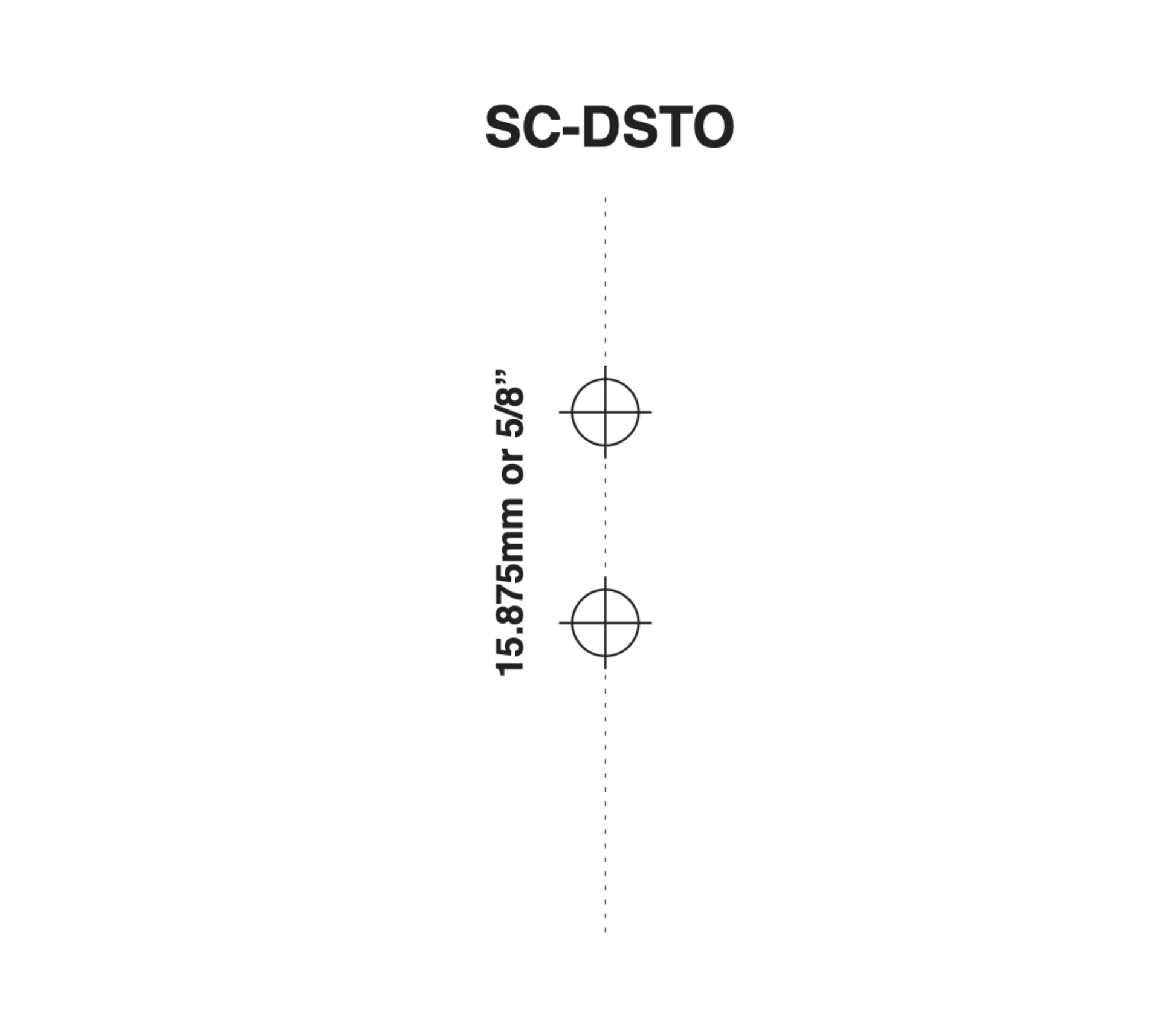 Technical drawing with measurements and symbols showing SC-DSTO Spacing on a white background