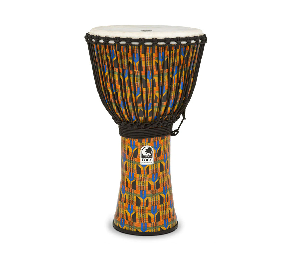 Toca Freestyle 14" Rope Tuned Djembe in Kente Cloth with Bag