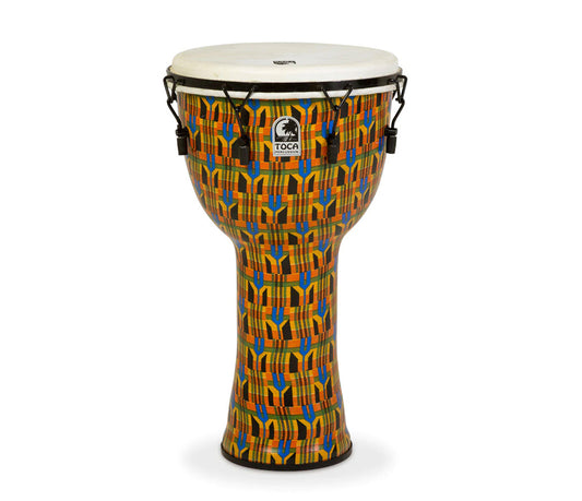 Toca Freestyle 14" Mechanically Tuned Djembe in Kente Cloth with Bag