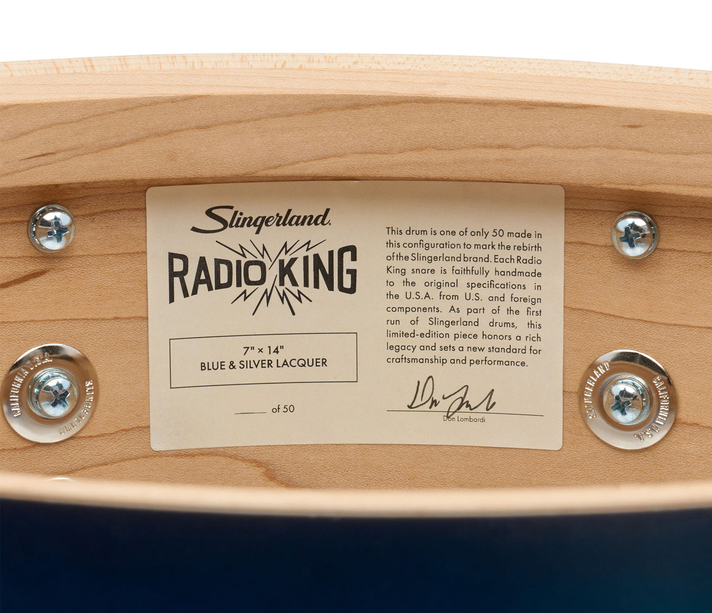 Slingerland Radio King Limited Edition 14" x 7" Snare Drum in Blue & Silver Lacquer
