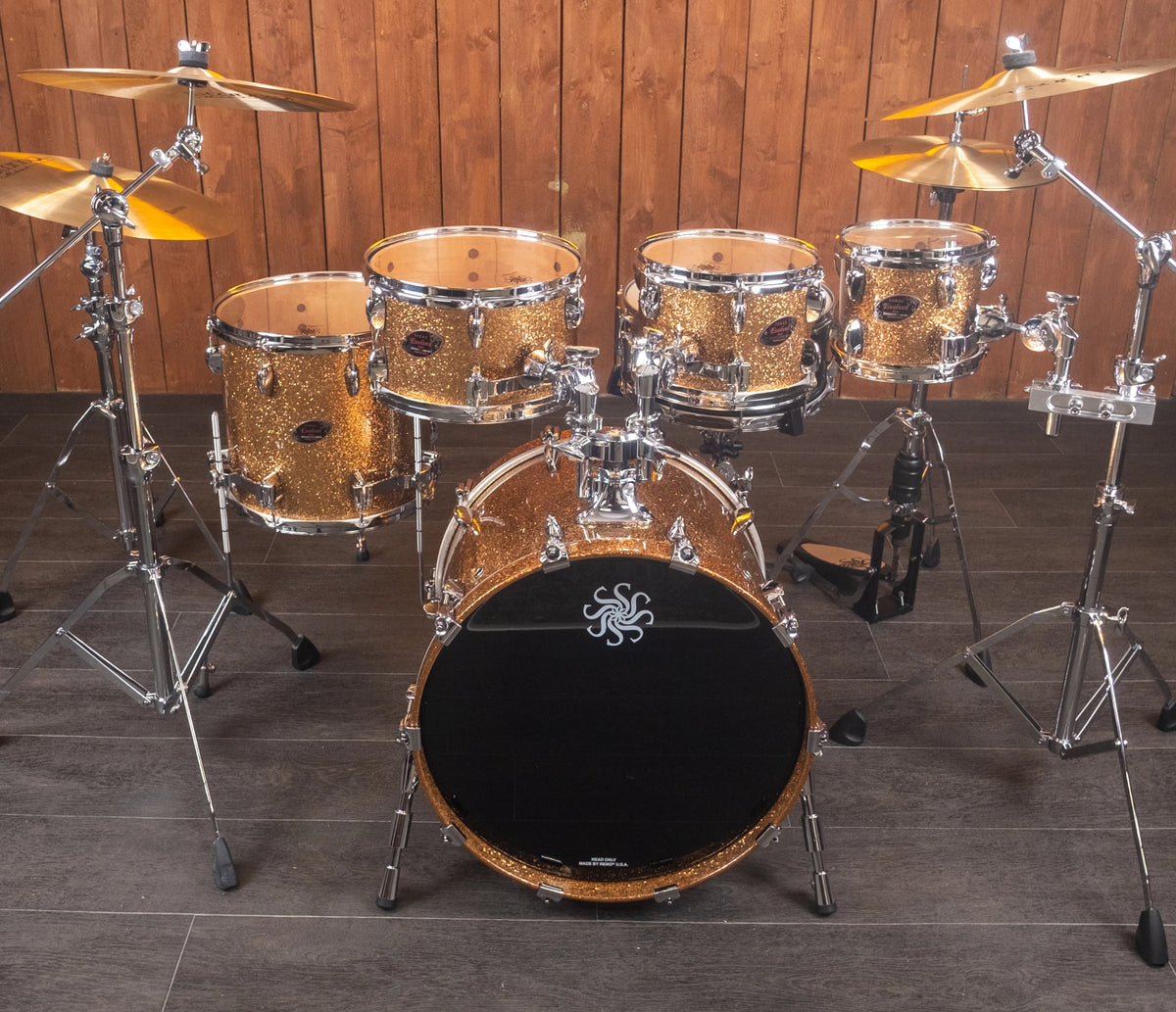 Sakae Evolved Gen2 Gold Champagne Sparkle shell pack – full staged view