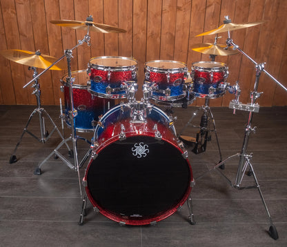 Sakae Evolved Gen2 Fire & Water Sparkle drum kit – wide front view