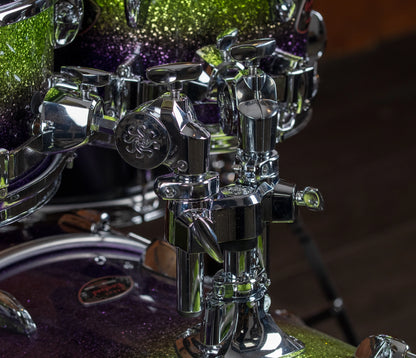 Sakae Evolved Gen2 tom mounting hardware on Grapes Sparkle shell