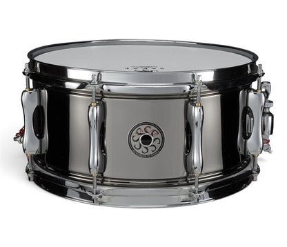 Sakae MIJ 13" x 6.5" Brass Snare Drum in Black Nickel – front view