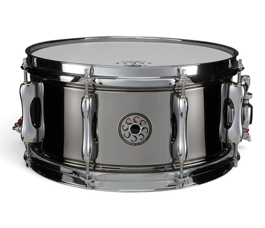 Sakae MIJ 13" x 6.5" Brass Snare Drum in Black Nickel – front view